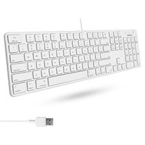 Teclado Macally Slim USB com fio para PC Mac/Windows com 16 atalhos