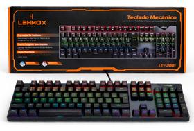 Teclado Mecânico Abnt2 Com Fio Vermelho Ou Azul Rgb Para Gamers Preto Português Brasil Switch azul ou vermelho - Lehmox