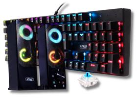 Teclado Mecanico Abnt2 Completo Full Size Switch Blue Anti Ghosting e Caixa de Som Desing Torre/Soundbar 12W Led RGB - Knup