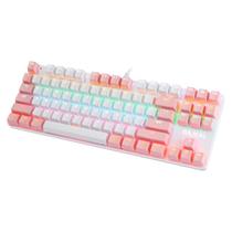 Teclado mecânico FKZ Bajeal 87 teclas RGB retroiluminado branco rosa Teclado mecânico FKZ Bajeal 87 teclas RGB retroiluminado branco rosa