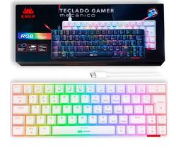 Teclado Mecânico Gamer Branco 60% Switch Blue com Led RGB KNUP - KP-TE100