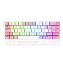 Teclado mecanico gamer castor rgb switch brown redragon k631wp-rgb branco com rosa