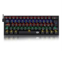 Teclado mecanico gamer fizz rainbow switch blue redragon k617-r-b preto