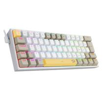 Teclado Mecânico Gamer Fizz Rgb Amarelo Branco e Cinza Swicht Marrom