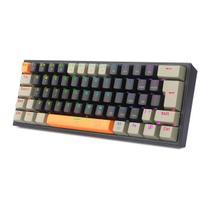 Teclado Mêcanico Gamer Fizz Rgb Laranja Preto e Cinza Switch Marrom