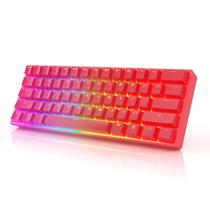 Teclado Mecânico Gamer HK Gaming GK61 60% 61 Teclas Programáveis RGB Arco-Íris USB Com Fio Para Mac e PC Windows Switches Mecânicos Gateron Black Hot-Swap Vermelho