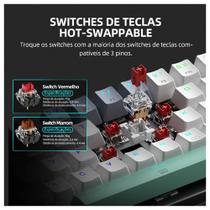 Teclado Mecânico Gamer Machenike K500-B61, Switch Huano Brown, ABNT, Branco - K500-B61BBR Teclado Mecânico Gamer Machenike K500-B61, Switch Huano Brown, ABNT, Branco - K500-B61BBR