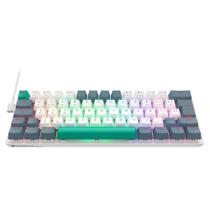 Teclado Mecânico Gamer Machenike K500-B61, Switch Huano Brown, ABNT, Branco - K500-B61BBR