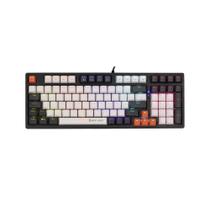 Teclado Mecânico Gamer New Hero Arkana, RGB, Switch Blue, ABNT2, USB, Branco e Cinza