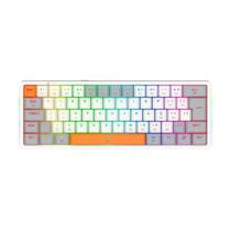 Teclado Mecânico Gamer Redragon Akali, RGB, Switch Brown, ABNT2, Layout 60%, Branco, Cinza e Laranja - K642WGO-RGB (PT-BROWN)