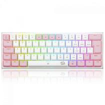 Teclado Mecânico Gamer Redragon Anivia, RGB, Low-Profile, Switch Blue, ABNT2, Branco/Rosa