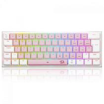 Teclado Mecânico Gamer Redragon Anivia, RGB, Low-Profile, Switch Blue, ABNT2, Rosa/Branco