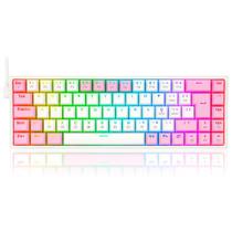 Teclado Mecânico Gamer Redragon Castor - RGB - Switch Brown - Branco e Rosa - K631WP-RGB PT-BROWN