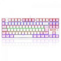 Teclado Mecânico Gamer Redragon Daksa Rainbow, Switch Blue Removíveis, ABNT2, White/Pink