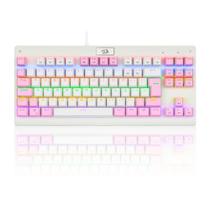 Teclado Mecânico Gamer Redragon Dark Avenger, Rainbow Branco e Rosa, Switch Blue, ABNT2, Branco - K568WP-R (PT-BLUE)