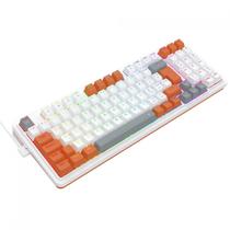 Teclado Mecânico Gamer Redragon Gloria, RGB, Switch Dust-Proof Red, ABNT2, Branco e Laranja