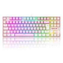 Teclado Mecânico Gamer Redragon Kumara, RGB, Switch Brown, ABNT2, Rosa e Branco