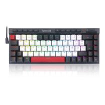Teclado Mecânico Gamer Redragon Magic-Wand RGB ABNT2 Switch Brown - Branco, Preto e Vermelho