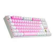 Teclado Mecanico Gamer Single Color Kumara Rosa e Branco Com Switch Marrom Redragon