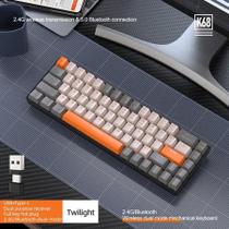 Teclado mecanico K68 Mini Teclado Mecânico Formato 60% sem Fio, Teclas Removíveis, Bluetooth1,Bluetooth 2, 2.4G