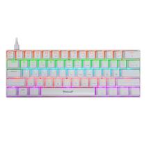 Teclado Mecânico Mini Layout 60 Branco Switch Huano Azul LED RGB com fio USB SHERMAN MINI
