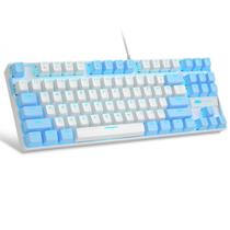 Teclado mecânico para jogos MageGee 75% TKL 87 teclas branco/azul