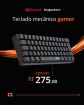 Teclado mecânico rgb gamer redragon dragonborn preto abnt2 60