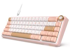 Teclado mecânico RK ROYAL KLUDGE R65 66 teclas rosa creme