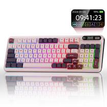 Teclado mecânico sem fio KZZI Z98 Creamy com tela inteligente