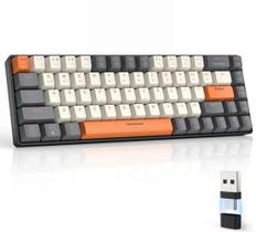 Teclado mecânico sem fio modelo K68 Bluetooth e 2,4GHz,Bluetooth 1, Bluetooth 2 USB tipo C e tipo A conect seu PC ou seu Teclado mecânico sem fio modelo K68 Bluetooth e 2,4GHz,Bluetooth 1, Bluetooth 2 USB tipo C e tipo A conect seu PC ou seu
