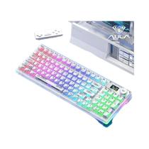 Teclado Mecânico Sem Fio Transparente Para Jogos PBT Keycap RGB AULA F98Pro BT5.0/2.4G/com Fio