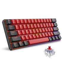 Teclado mecânico Snpurdiri 60% com fio com 61 interruptores vermelhos