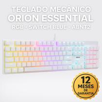Teclado Mecânico Switch Blue LED RGB USB Branco Gamer Orion Essential Dazz