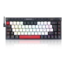 Teclado mecanico usb gamer magic-wand rgb switch brown redragon k635wbr-rgb branco, preto e vermelho