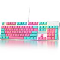 Teclado Mecânico Ussixchare V200 com Fio, RGB, Switch Vermelho, 104 Teclas Teclado Mecânico Ussixchare V200 com Fio, RGB, Switch Vermelho, 104 Teclas