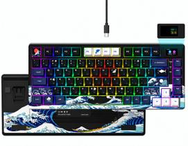 Teclado Mecânico Womier SK80 Tela OLED TFT Mecânico Customização Kanagawa HotSwap RGB GasketMounted Teclado Mecânico Womier SK80 Tela OLED TFT Mecânico Customização Kanagawa HotSwap RGB GasketMounted
