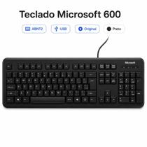 Teclado Microsoft 600 ABNT2 USB Original Preto Resistente Confortável PC Teclado Microsoft 600 ABNT2 USB Original Preto Resistente Confortável PC