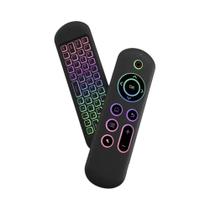 Teclado Mini Sem Fio Retroiluminado De 7 Cores Controle Remoto M5 Air Mouse Giroscópio Modo Duplo