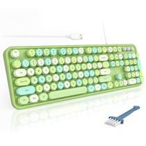 Teclado MOFII com fio USB de tamanho completo, máquina de escrever retrô, verde Teclado MOFII com fio USB de tamanho completo, máquina de escrever retrô, verde