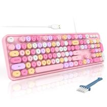Teclado MOFII, com fio, USB, tamanho completo, máquina de escrever redonda retrô Teclado MOFII, com fio, USB, tamanho completo, máquina de escrever redonda retrô