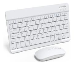 Teclado Mouse Bluetooth P/ Galaxy Tab A 10.5 2021 T200 T205 Cor Branco