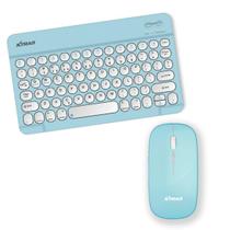 Teclado Mouse Bluetooth Slim Compatível Samsung Tablet Azul