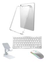 Teclado + Mouse Bluetooth + Suporte+ Capa Tpu Para iPad 9 Cor Branco Teclado + Mouse Bluetooth + Suporte+ Capa Tpu Para iPad 9 Cor Branco