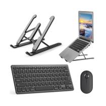 Teclado, Mouse Bluetooth, Suporte Preto P Notebook