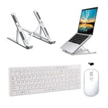 Teclado Mouse e Suporte Branco p Notebook Multilaser Ultra