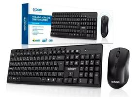 Teclado Mouse Kit Home Office Sem Fio Preto Exbom BK-S1000