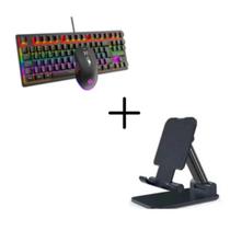 Teclado Mouse Mecânico Gamer Led Phoenix + Suporte de para Celular e Tablet dobravel