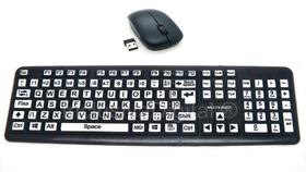 Teclado Mouse sem Fio Ampliado Adaptado Baixa Visão Alto Contraste com Teclas Brancas Letras Pretas Teclado Mouse sem Fio Ampliado Adaptado Baixa Visão Alto Contraste com Teclas Brancas Letras Pretas