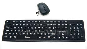 Teclado Mouse sem Fio Ampliado Adaptado Baixa Visão Alto Contraste com Teclas Pretas Letras Brancas - InclusivaDigital