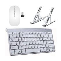 Teclado Mouse Slim E Suporte Branco Para Notebook